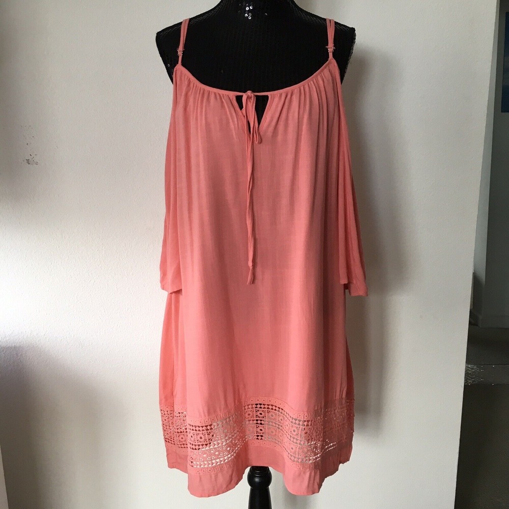Blu Pepper Womens Dress Size Large Orang Crotchet Long Sleeve Shift Bell‎ Sleeve
